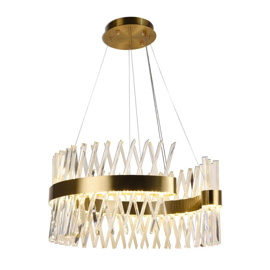 LED állítható fényerejű kristály csillár kábelre szerelve LED/130W/230V 3000-6500K arany + távirányító