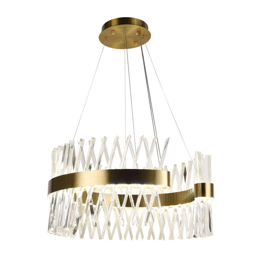 LED állítható fényerejű kristály csillár kábelre szerelve LED/130W/230V 3000-6500K arany + távirányító