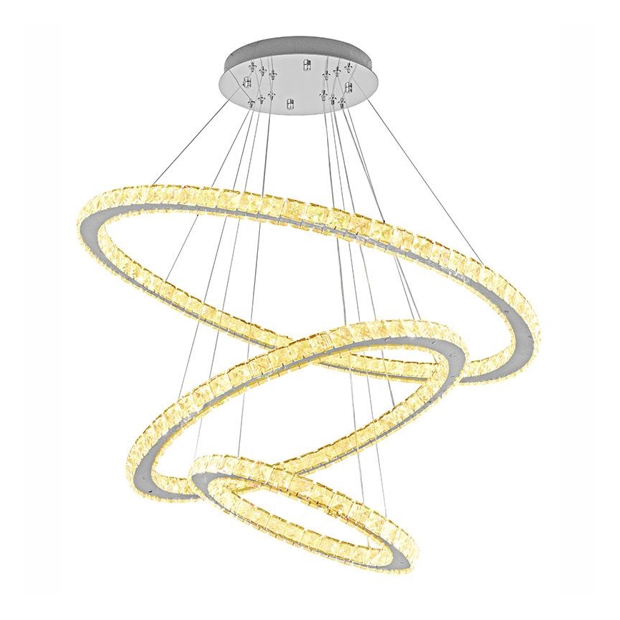 LED Dimmeres kristály csillár kábelre LED/210W/230V 3000-6500K ezüst + távirányító