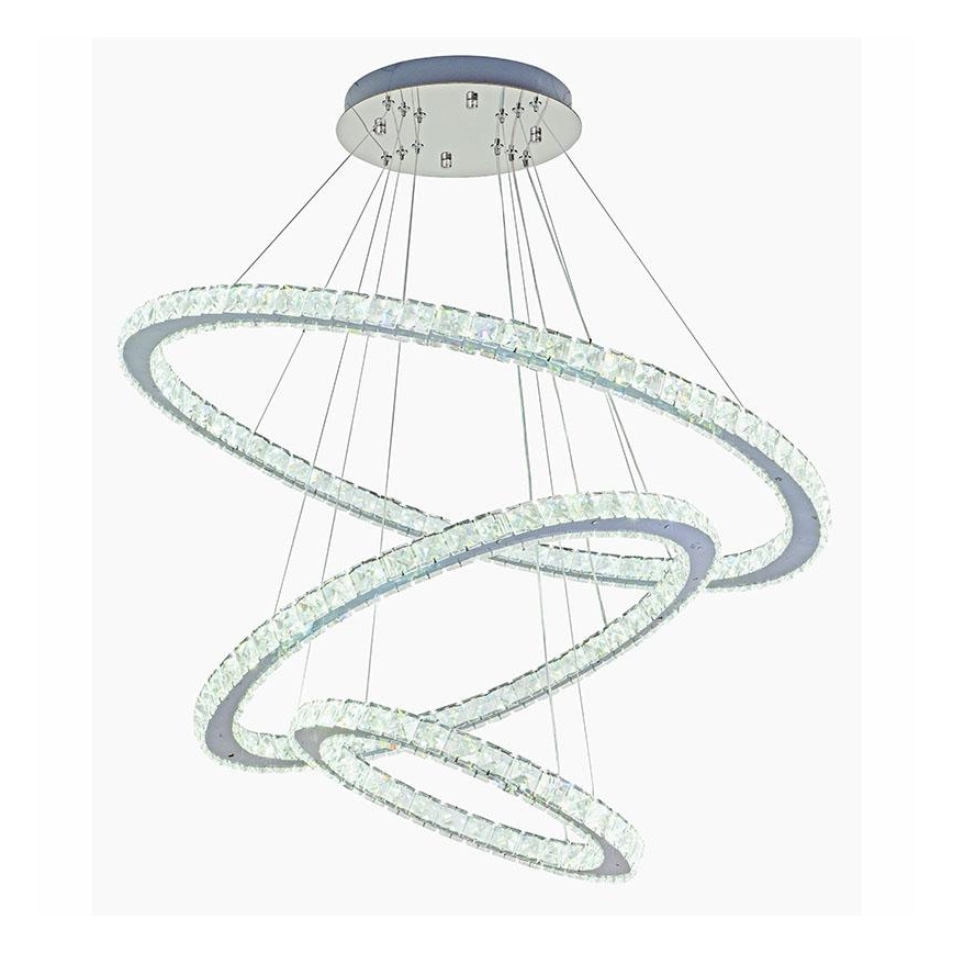 LED Dimmeres kristály csillár kábelre LED/210W/230V 3000-6500K ezüst + távirányító