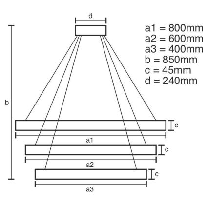 LED Fényerőszabályzós csillár kábellel LED/220W/230V 3000-6500K átm. 80 cm + távirányító