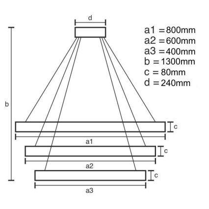 LED Fényerőszabályzós csillár kábellel LED/240W/230V 3000-6500K átm. 80 cm + távirányító
