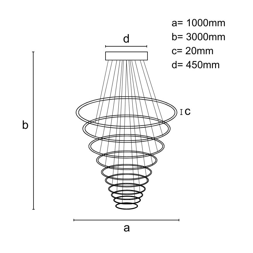LED Fényerőszabályzós csillár kábellel LED/365W/230V 3000-6500K átm. 100 cm + távirányító