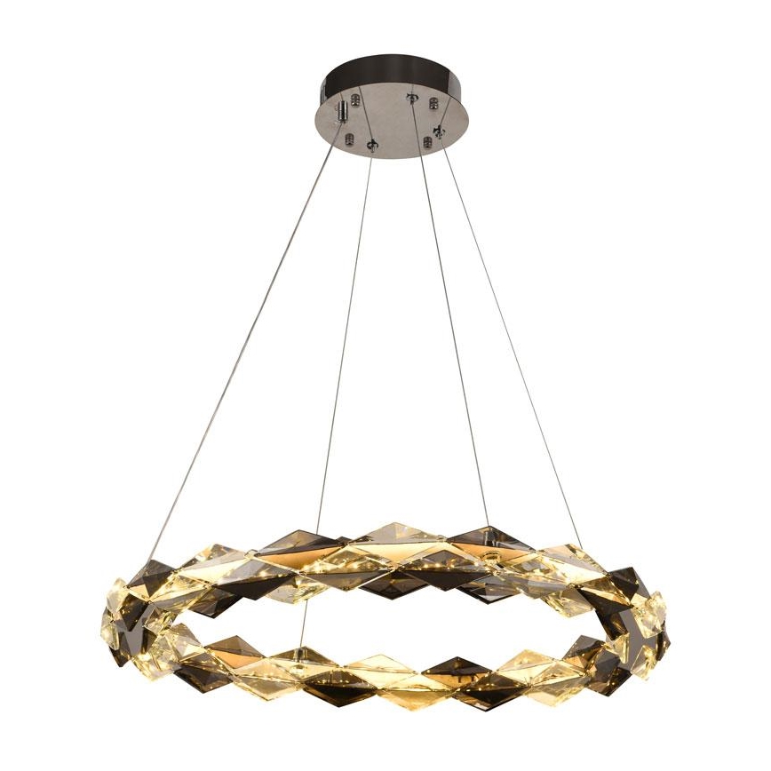 LED állítható fényerejű kristály csillár kábelre LED/40W/230V 3000-6500K fényes króm + távirányító