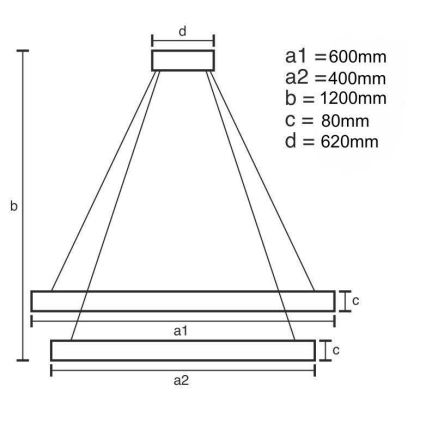 LED Fényerőszabályzós csillár kábellel LED/50W/230V 3000-6500K + távirányító