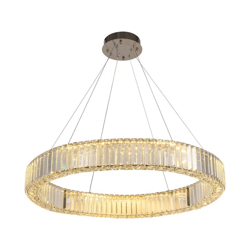 LED állítható fényerejű kristály csillár kábelre LED/50W/230V 3000-6500K fényes króm + távirányító