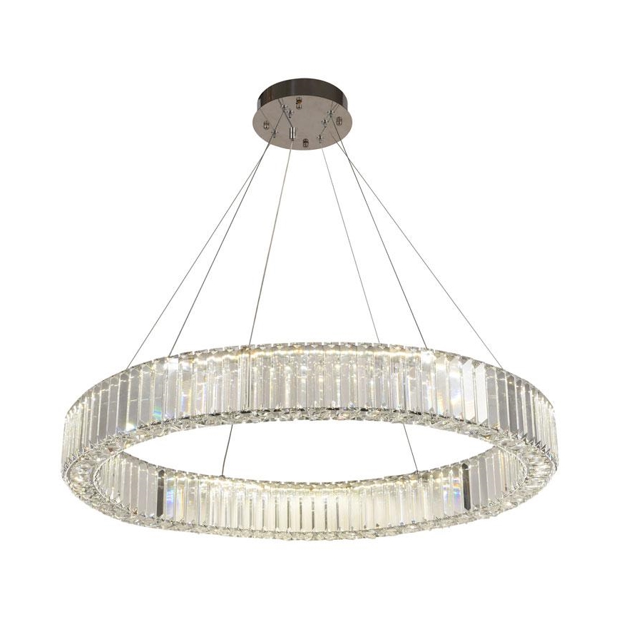 LED állítható fényerejű kristály csillár kábelre LED/50W/230V 3000-6500K fényes króm + távirányító