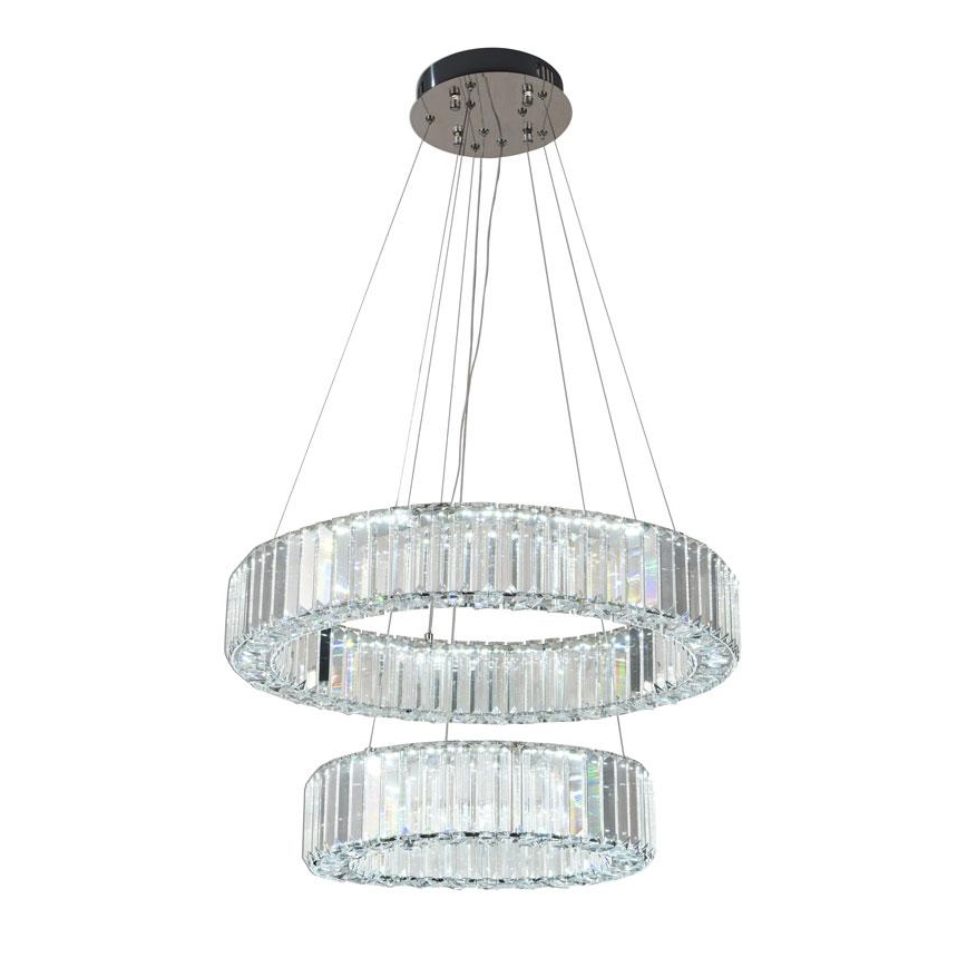 LED állítható fényerejű kristály csillár kábelre LED/65W/230V 3000-6500K fényes króm + távirányító