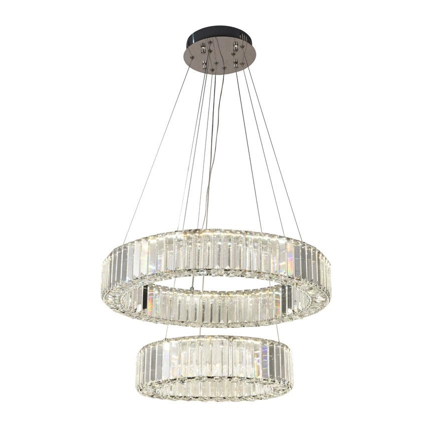 LED állítható fényerejű kristály csillár kábelre LED/65W/230V 3000-6500K fényes króm + távirányító