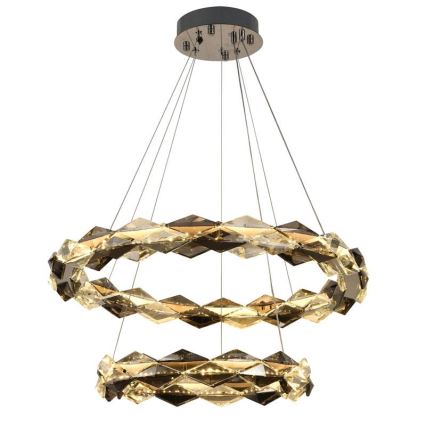 LED állítható fényerejű kristály csillár kábelre LED/65W/230V 3000-6500K fényes króm + távirányító