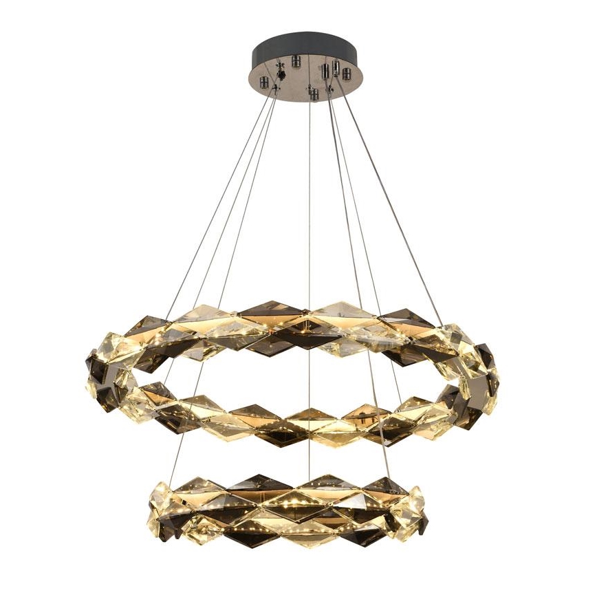 LED állítható fényerejű kristály csillár kábelre LED/65W/230V 3000-6500K fényes króm + távirányító