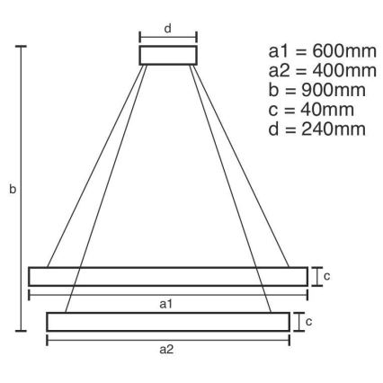 LED dimmelhető csillár kábelre szerelve LED/70W/230V 3000-6500K átm. 60 cm + távirányító