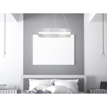 LED állítható fényerejű kristály csillár kábelre LED/80W/230V 3000-6500K fehér + távirányító