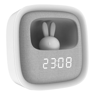LED állítható fényerejű éjszakai lámpa ébresztőórával BUNNY LED/1,2W/5V 3000K
