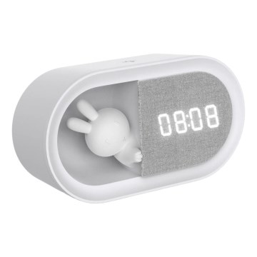 LED állítható fényerejű éjszakai lámpa ébresztőórával BUNNY LED/1,2W/5V 3000K