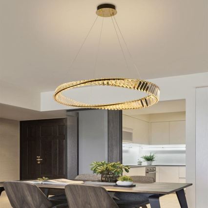 LED állítható fényerejű kristály csillár kábelre szerelve LED/50W/230V 3000-6500K + távirányítóval
