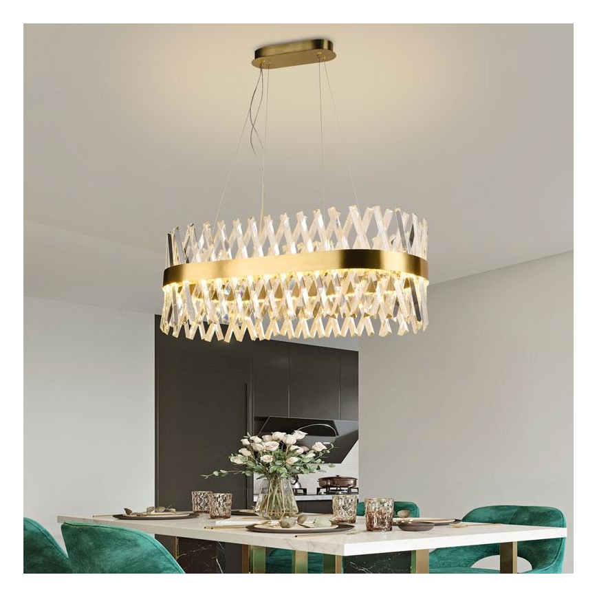 LED állítható fényerejű kristály csillár kábelre LED/90W/230V 3000-6500K + távirányítóval