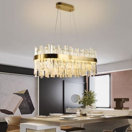 LED állítható fényerejű kristály csillár kábelre LED/90W/230V 3000-6500K + távirányítóval