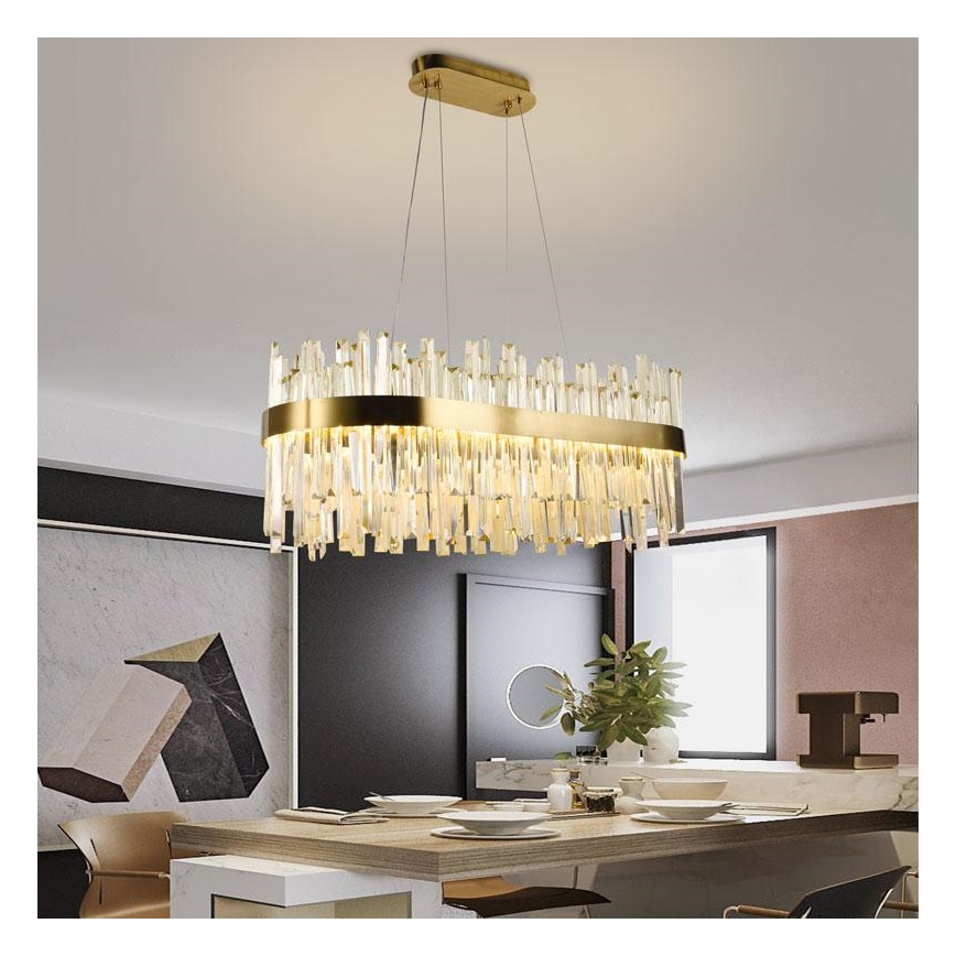 LED állítható fényerejű kristály csillár kábelre LED/90W/230V 3000-6500K + távirányítóval