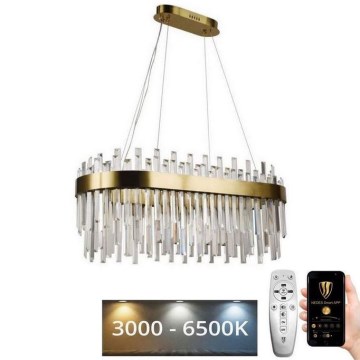 LED állítható fényerejű kristály csillár kábelre LED/100W/230V 3000-6500K arany + távirányító