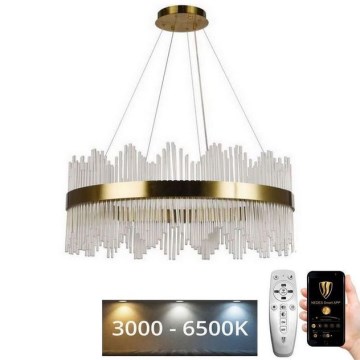 LED állítható fényerejű kristály csillár kábelre LED/110W/230V 3000-6500K arany + távirányító