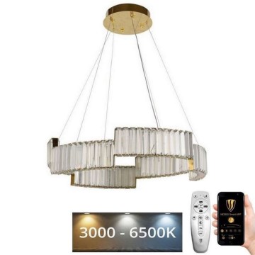 LED állítható fényerejű kristály csillár kábelre LED/40W/230V 3000-6500K arany + távirányító