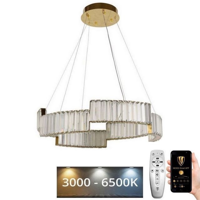 LED állítható fényerejű kristály csillár kábelre LED/40W/230V 3000-6500K arany + távirányító