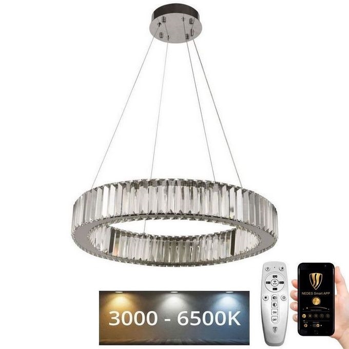 LED állítható fényerejű kristály csillár kábelre LED/40W/230V 3000-6500K fényes króm + távirányító