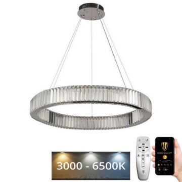 LED állítható fényerejű kristály csillár kábelre LED/50W/230V 3000-6500K fényes króm + távirányító