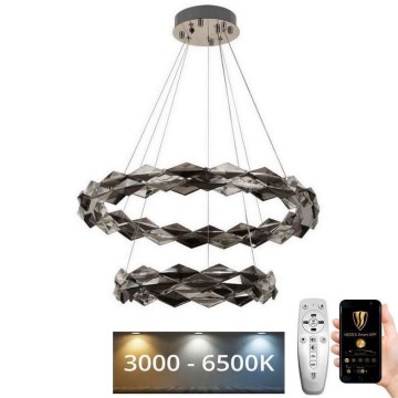 LED állítható fényerejű kristály csillár kábelre LED/65W/230V 3000-6500K fényes króm + távirányító