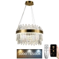 LED állítható fényerejű kristály csillár kábelre LED/70W/230V 3000-6500K arany + távirányító