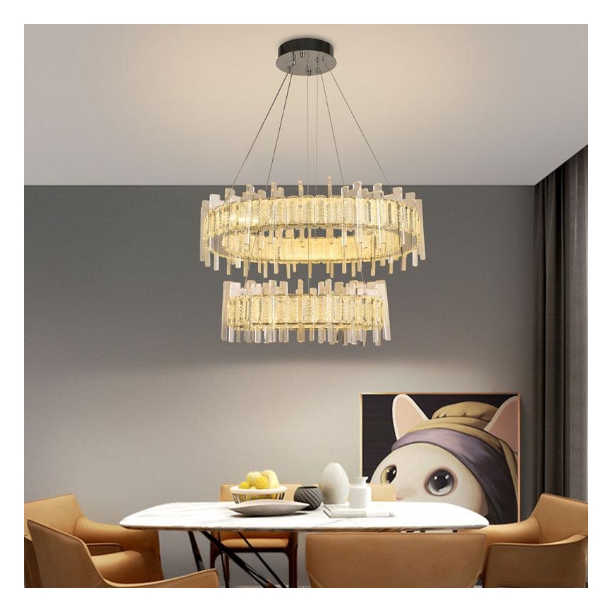 LED állítható fényerejű kristály csillár kábellel LED/65W/230V 3000-6500K + távirányító