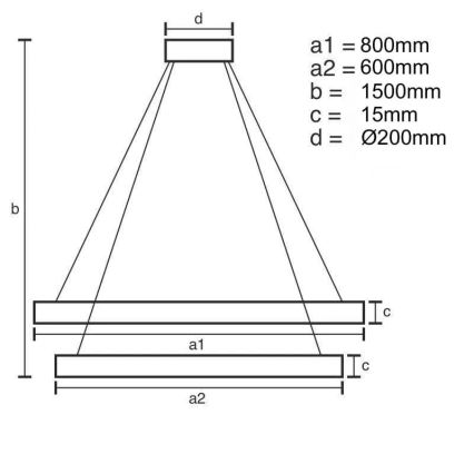 LED Fényerőszabályzós csillár kábellel LED/90W/230V 3000-6500K + távirányítóval