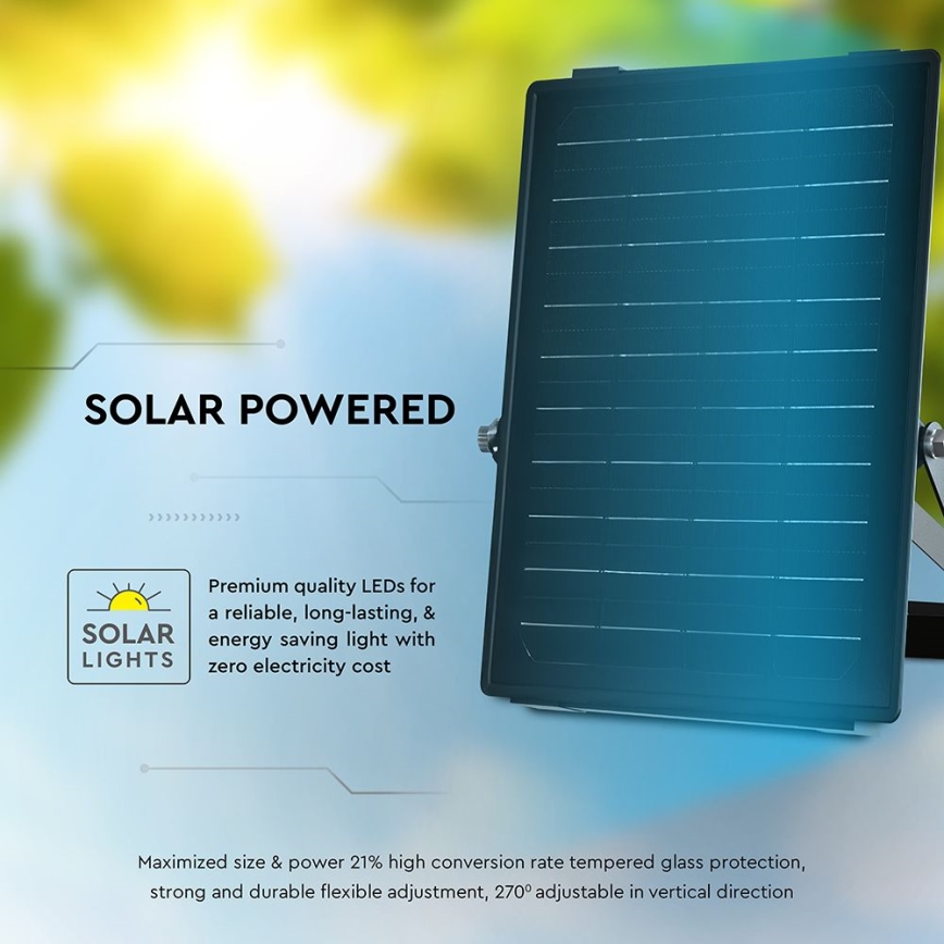 LED dimmelhető napelemes reflektor érzékelővel LED/10W/3,7V 4000/6000K IP65 3600 mAh + távirányító