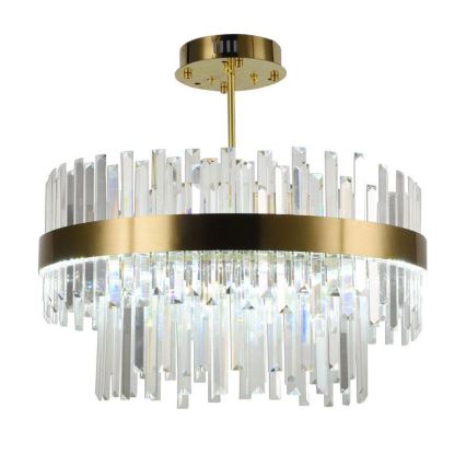 LED állítható fényerejű kristály csillár rúdon LED/80W/230V 3000-6500K arany + távirányító