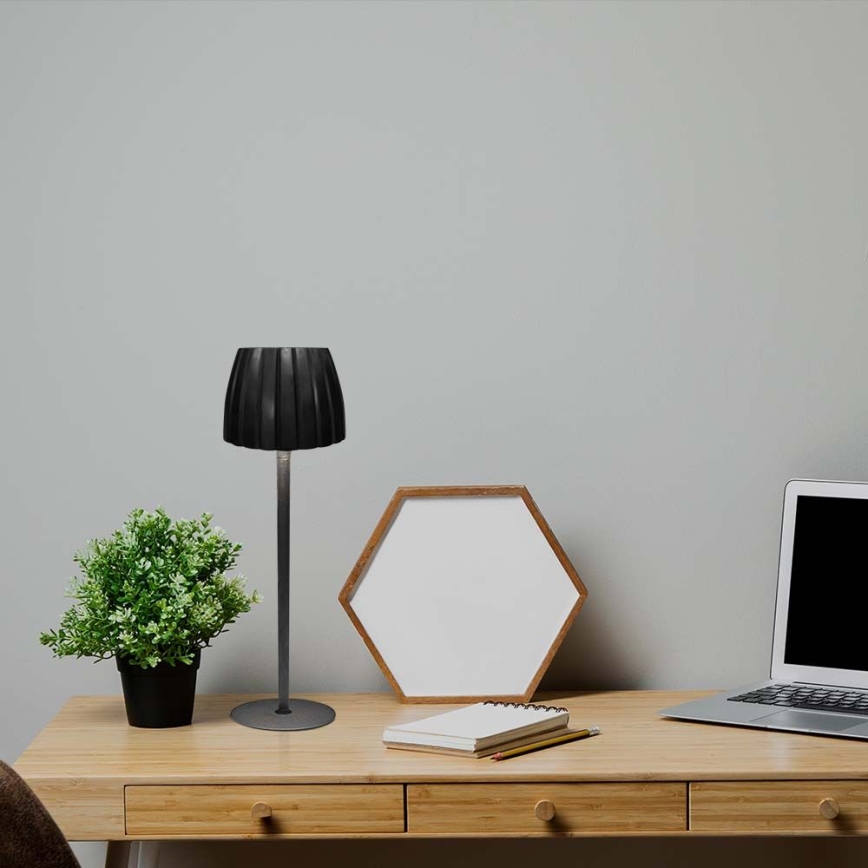LED állítható fényerejű, újratölthető érintős asztali lámpa LED/2,7W/5V 3000/4000/6000K 1800 mAh fekete