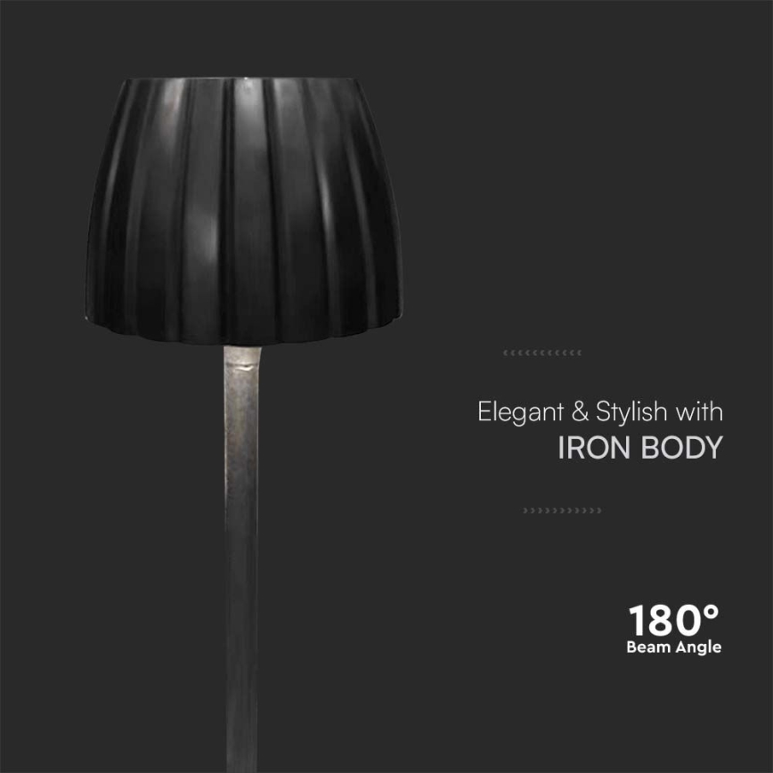 LED állítható fényerejű, újratölthető érintős asztali lámpa LED/2,7W/5V 3000/4000/6000K 1800 mAh fekete