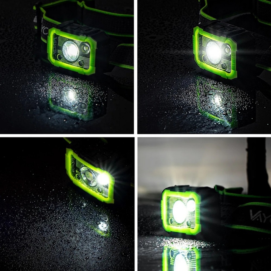 LED, fényerőszabályozható, érzékelős, újratölthető fejlámpa LED/10W/5V IP66 750 lm 1500 mAh