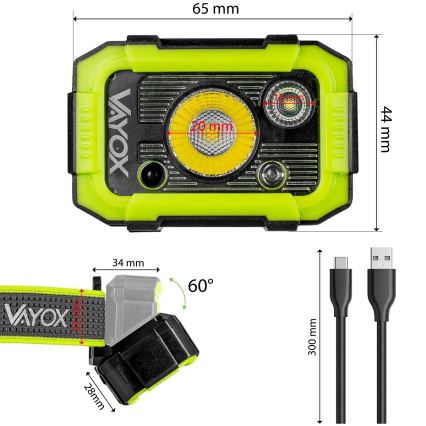 LED, fényerőszabályozható, érzékelős, újratölthető fejlámpa LED/10W/5V IP66 750 lm 1500 mAh