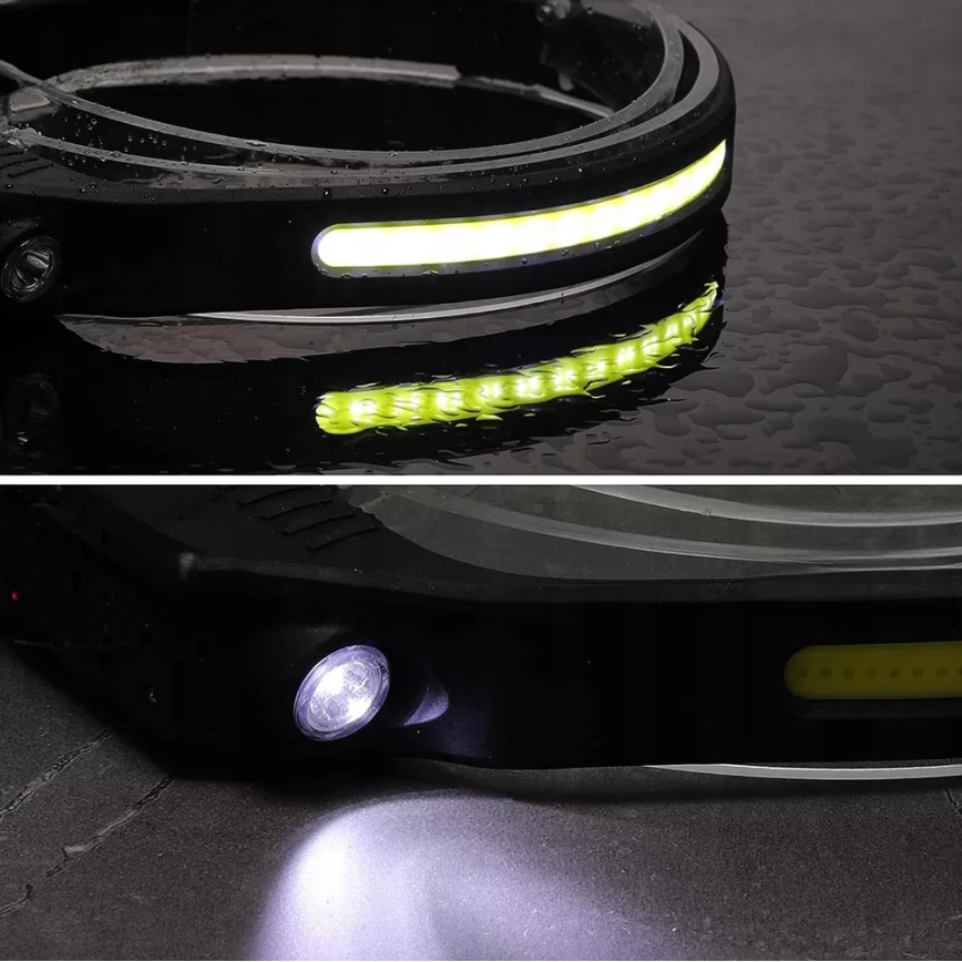 LED állítható fényerejű újratölthető fejlámpa szenzorral 2xLED/5V IP44 350 lm 1200 mAh