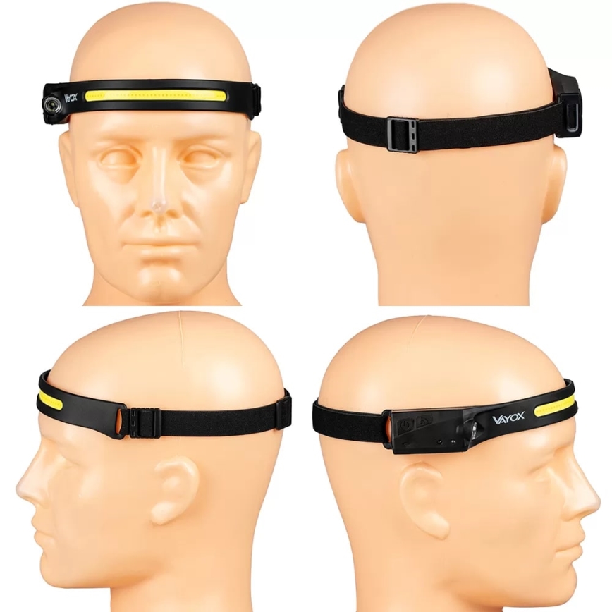 LED állítható fényerejű újratölthető fejlámpa szenzorral 2xLED/5V IP44 350 lm 1200 mAh