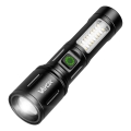 LED állítható fényerejű újratölthető zseblámpa piros fénnyel LED/5W/5V IPX4 260 lm 2000 mAh