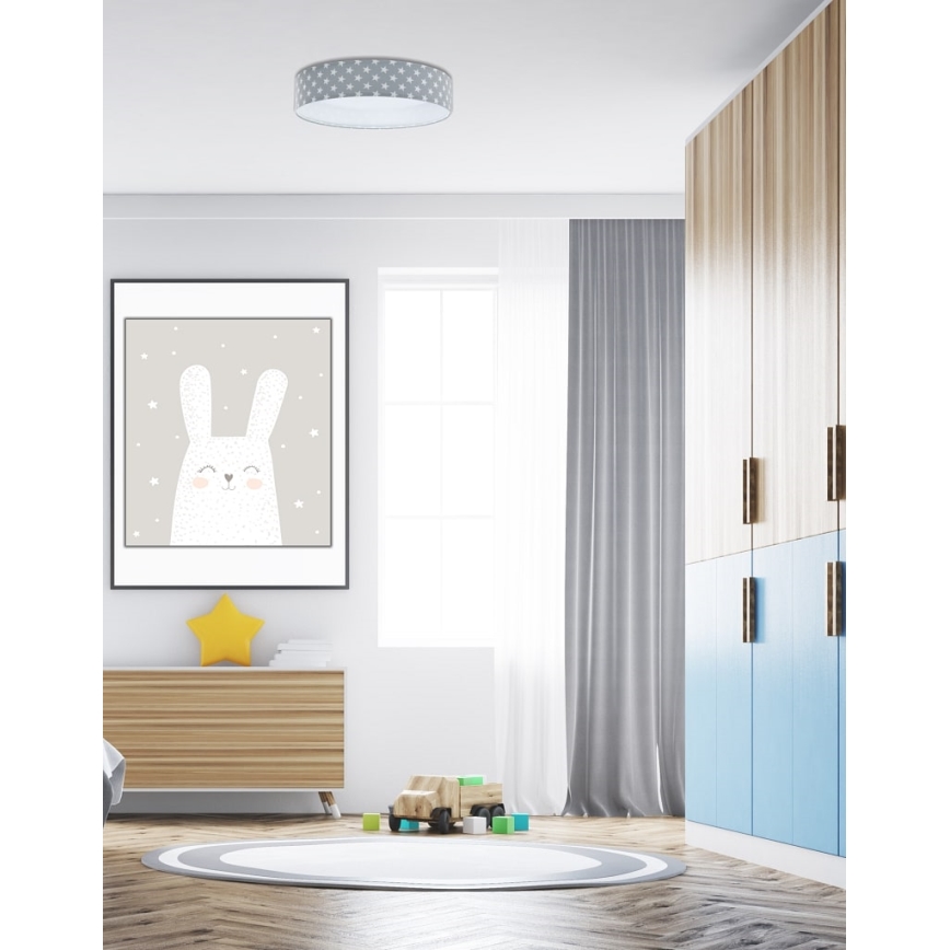 LED Dimmeres gyerekszoba mennyezeti lámpa SMART GALAXY KIDS LED/24W/230V 3000-6500K csillagok szürke/fehér + távirányító