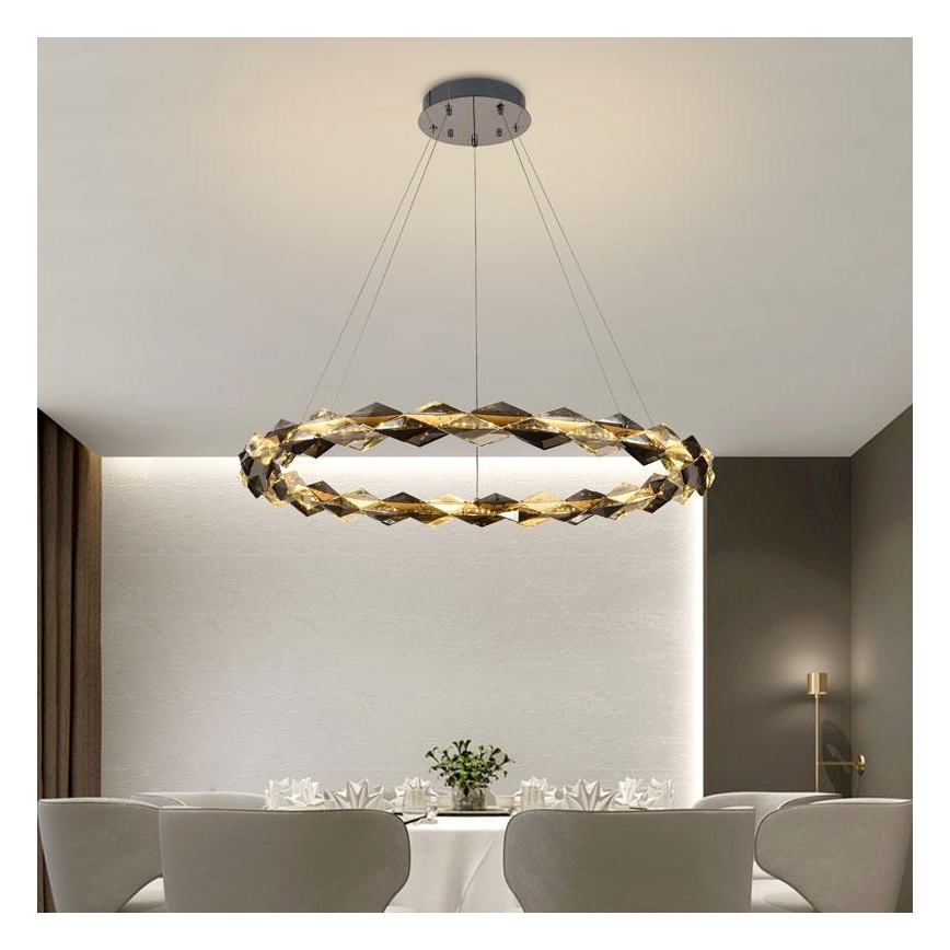 LED állítható fényerejű kristály csillár kábelre LED/55W/230V 3000-6500K fényes króm + távirányító