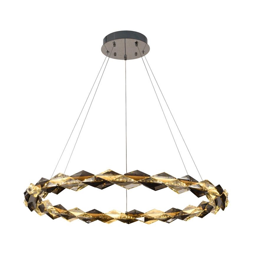 LED állítható fényerejű kristály csillár kábelre LED/55W/230V 3000-6500K fényes króm + távirányító