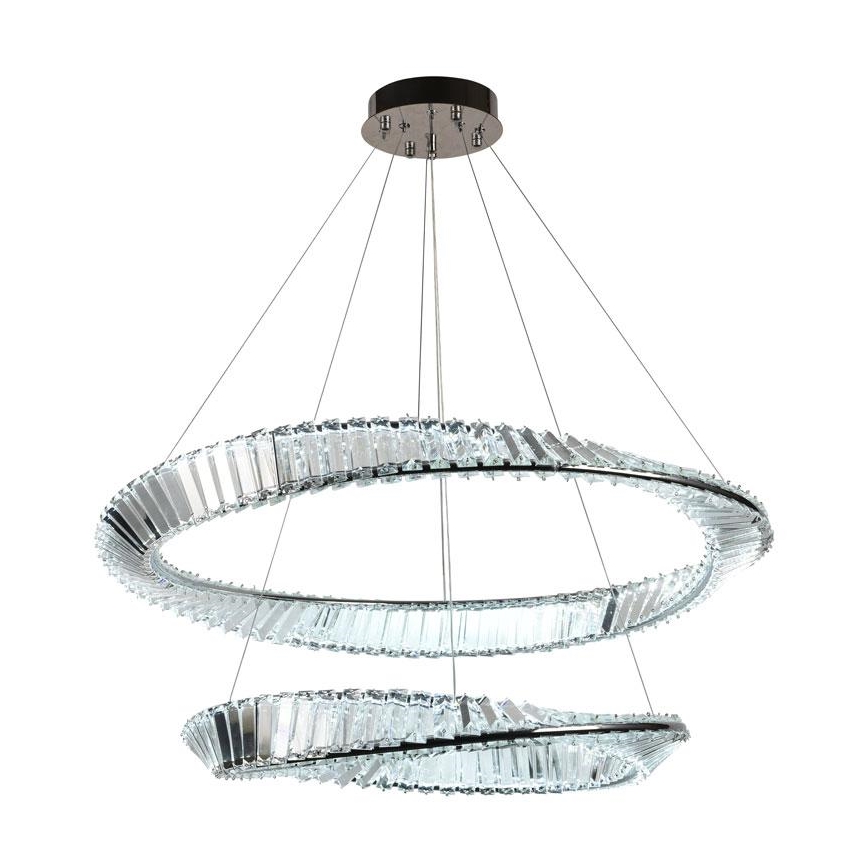 LED állítható fényerejű kristály csillár kábelre szerelve LED/90W/230V 3000-6500K fényes króm + távirányító