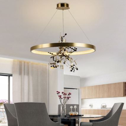 LED Fényerőszabályzós csillár kábelre LED/55W/230V 3000-6500K arany + távirányító