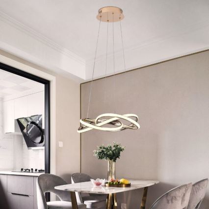 LED Fényerőszabályzós csillár kábelre szerelve LED/65W/230V 3000-6500K átm. 48 cm arany + távirányító