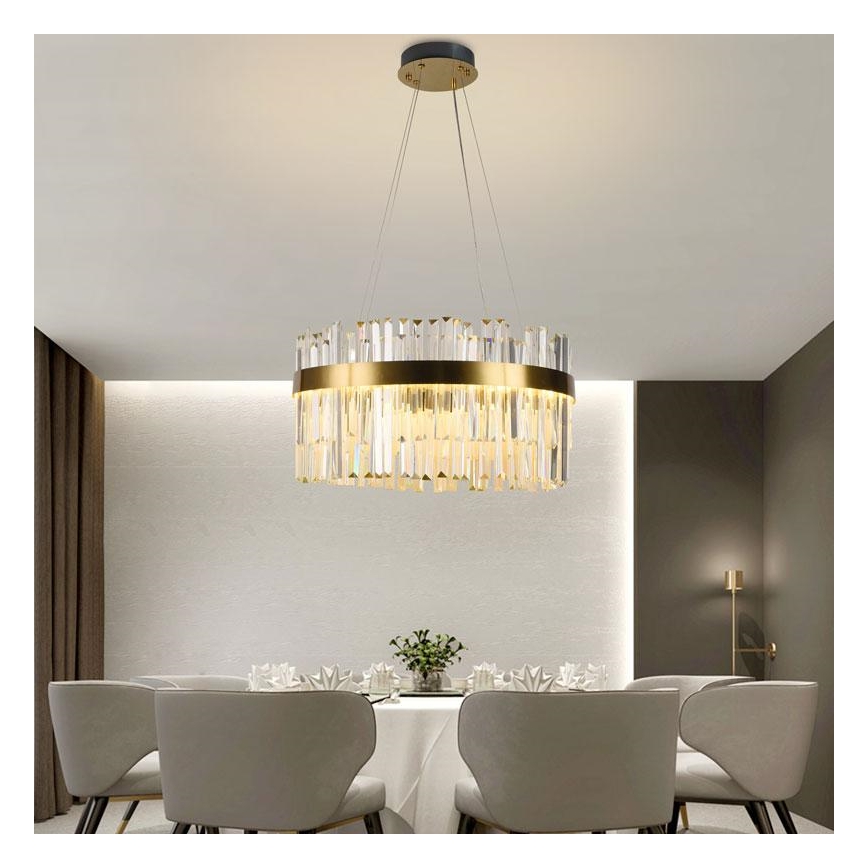 LED állítható fényerejű kristály csillár kábelre LED/70W/230V 3000-6500K arany + távirányító