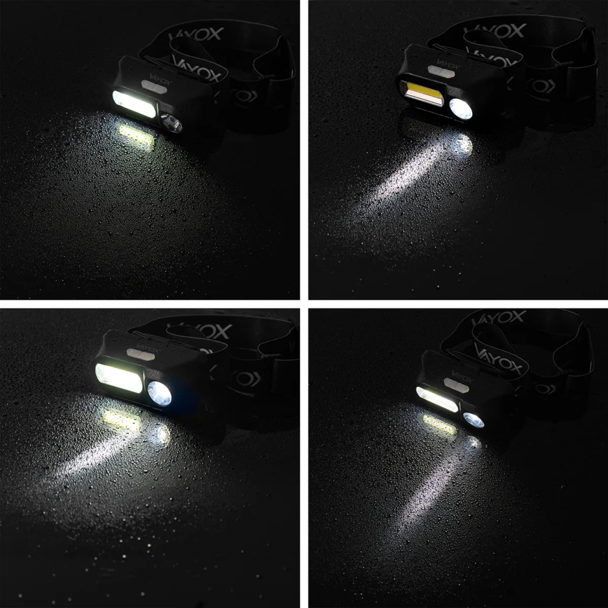 LED állítható fényerejű újratölthető fejlámpa 2xLED/5V IPX4 250 lm 2000 mAh